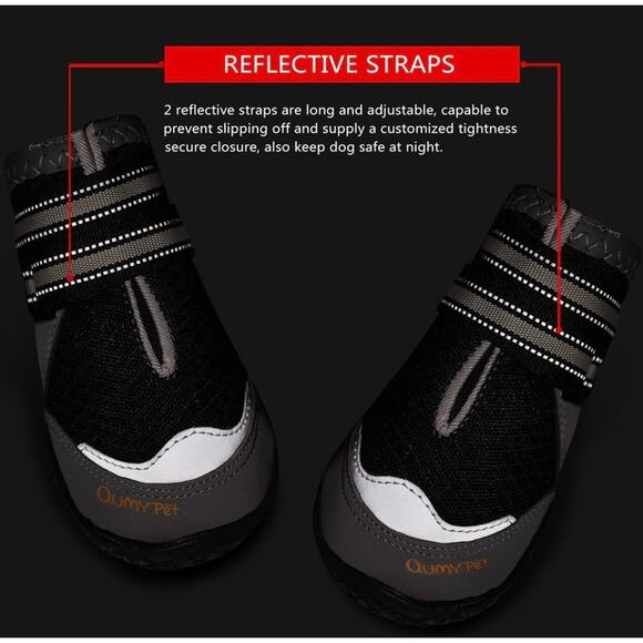 NEW QUMY PET Performance Dog Shoes Indoors / Outdoors Black Sz 6 Large 52-65lbs - Picture 3 of 12